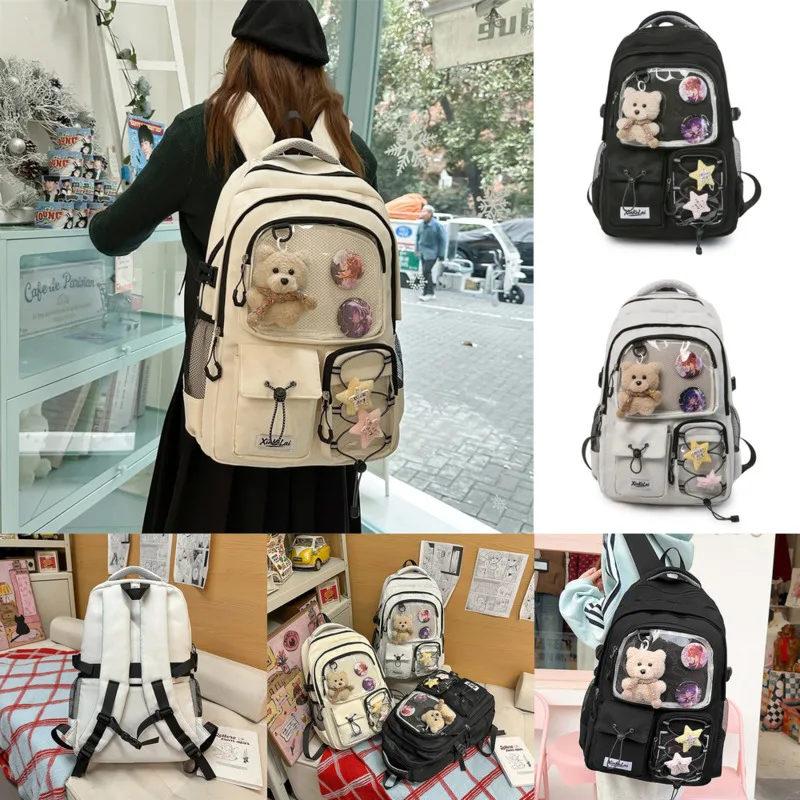 

Y2K Itabag Backpacks Funny High Capacity Anime Pin Display Bag Lace Up Student School Bag Ergonomic Support Lightweight Backpack