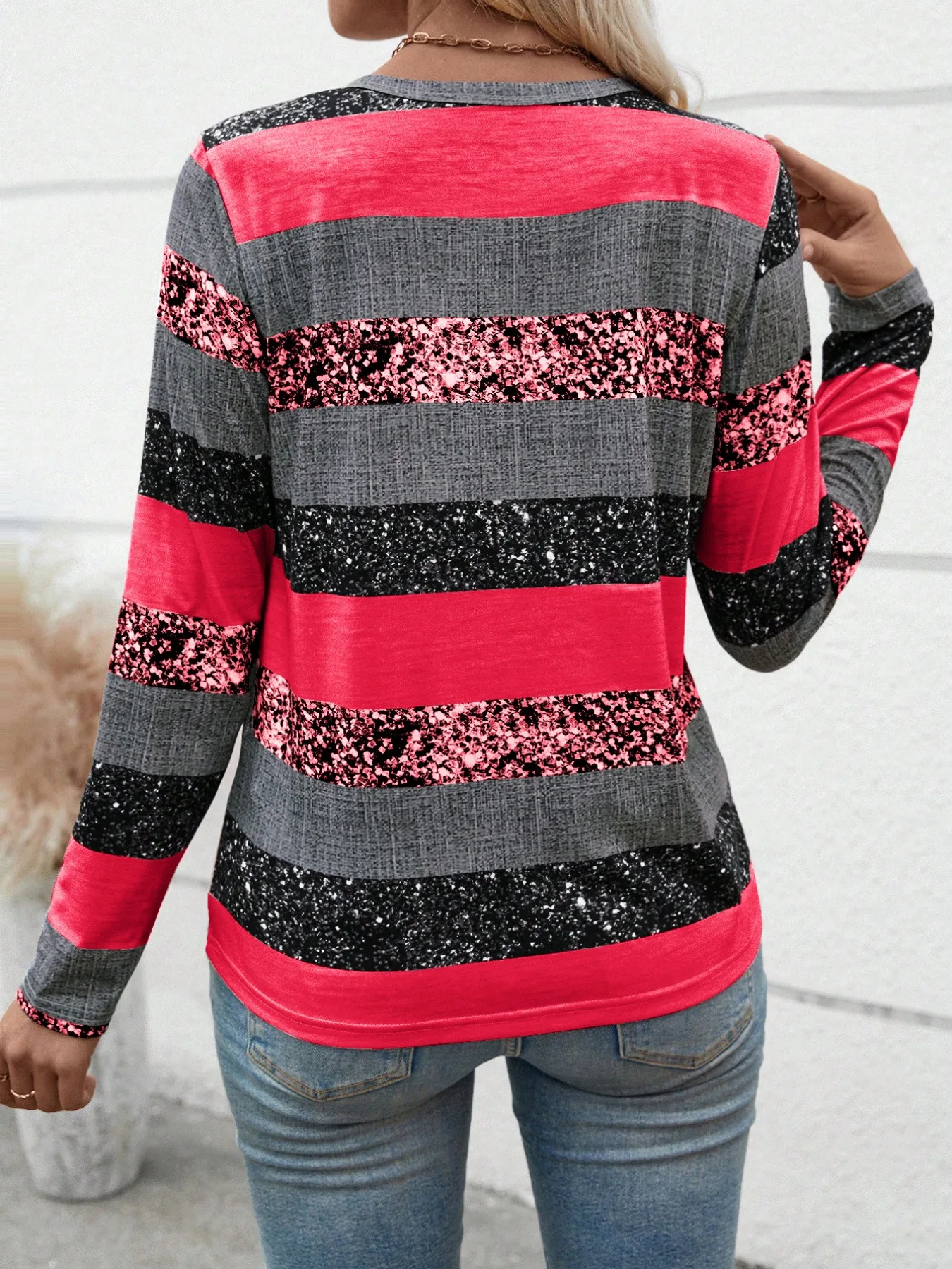 Chemisier rayé à manches longues pour femmes, Europe et États-Unis, coutures en V, décontracté, printemps, automne, hiver