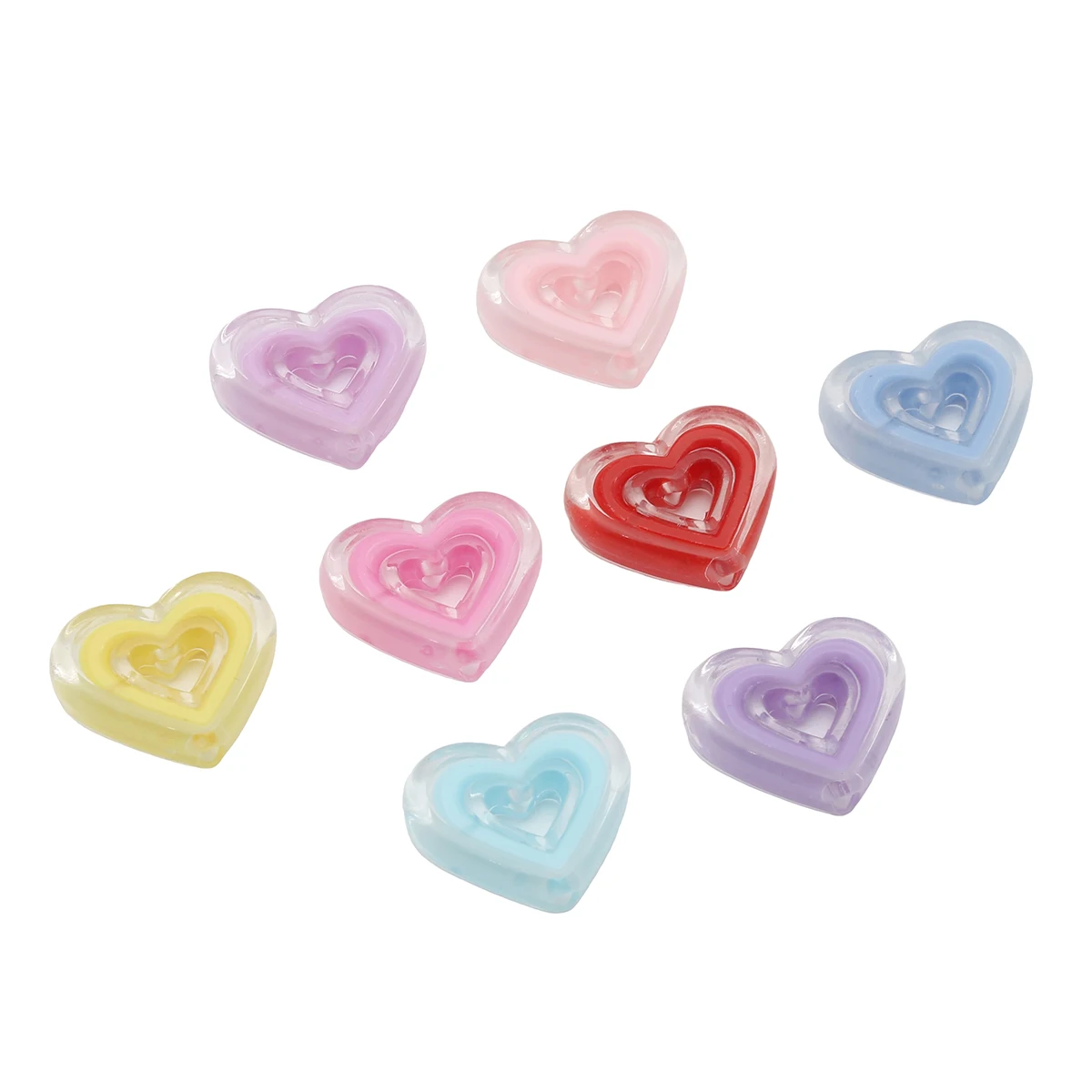 5Pcs Acrylic Transparent Circle Beads, Heart Beads, String Beads, Handmade DIY Making Jewelry, Earrings, Necklaces, Jewelry Acce
