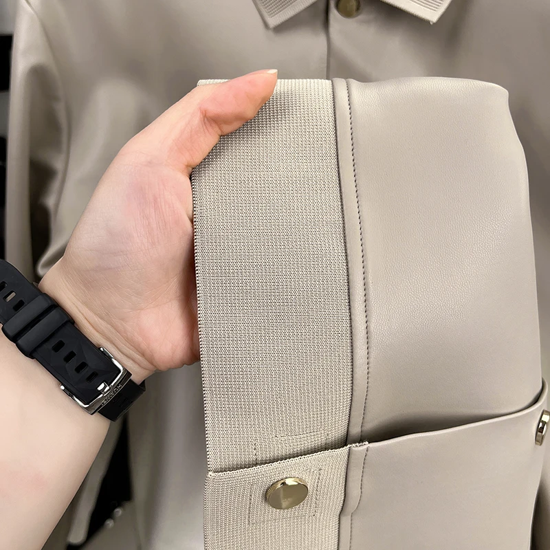 سترة رجالي كاجوال سترة طويلة الأكمام طية صدر السترة الياقة زر حتى نسيج ناعم خفيف الوزن ربيع الخريف أزياء رجال الأعمال #2