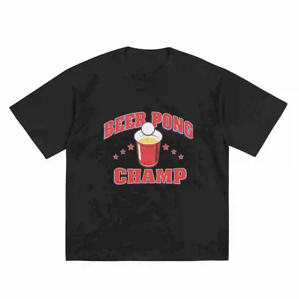Beer Pong Champ Party Animal Short Sleeve Tee 100% Cotton T-Shirt
