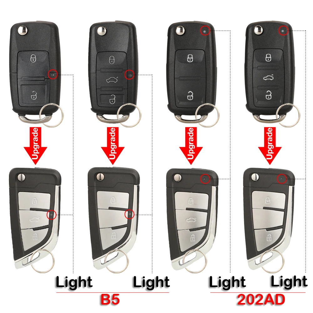 

jingyuqin Car Remote Key Shell Case Fob modified For VW Passat Polo Golf Touran Bora Ibiza Leon Octavia Fabia Seat Skoda 202Ad