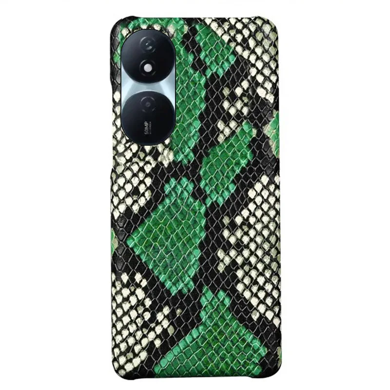 

For Honor 50Plus mobile phone shell cowhide python skin pattern half-pack leather protective case