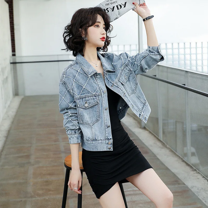 Denim Coat Women's Short2024Spring and Autumn New Korean Style Loose Youthful-Looking FashionbfPetite Jacket Top