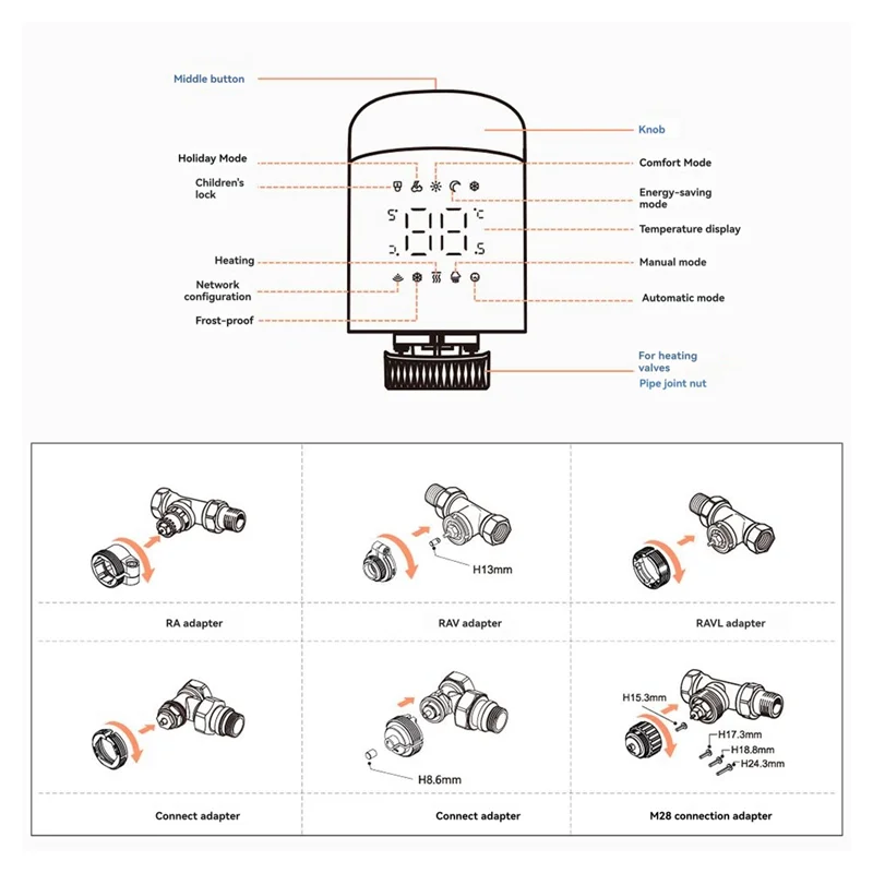 

BAAM-Mobile App Controlled Tuya Zigbee Smart Thermostatic Valve TRV Radiator Temperature Control Valve