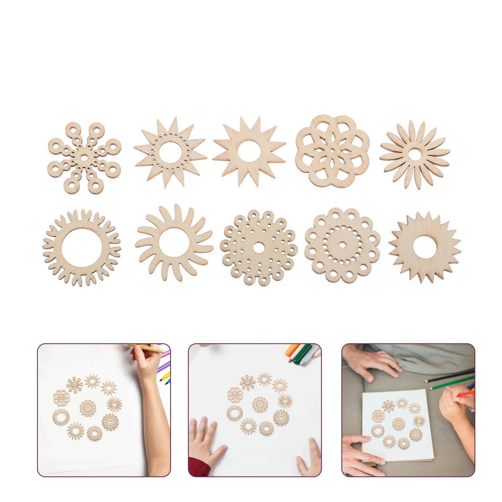 

50 шт. ярких деревянных цветов в мультяшном стиле, заготовки для поделок, для домашнего декора, творческих проектов, развития мелкой моторики у детей