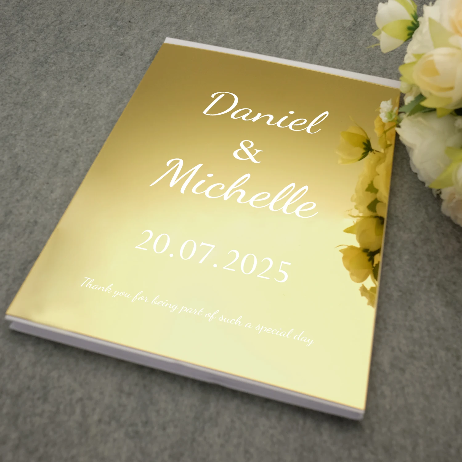 

Personalized Wedding Guest Book Custom Wedding Guestbook Acrylic Mirror Reception Signature Book Engagement Baptism Decoration