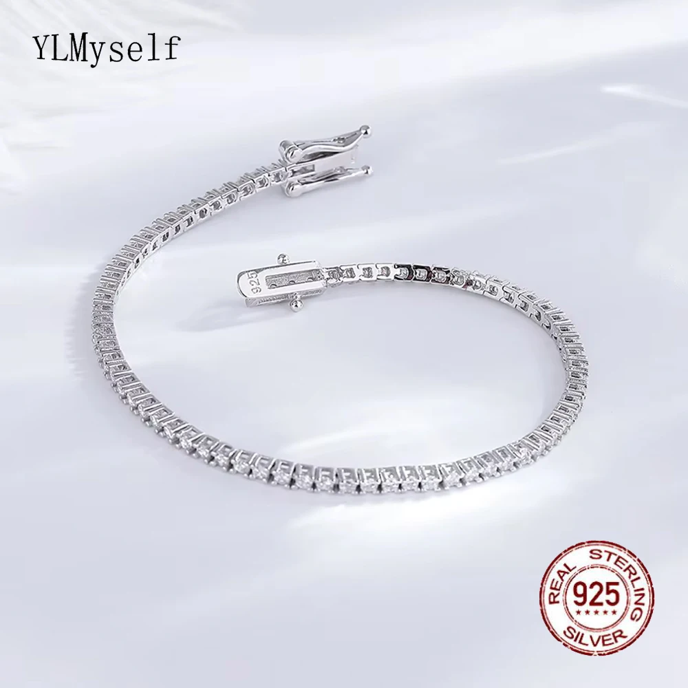 

YLMyself Tennis Bracelet 1.5MM 5A White Cubic Zirconia 15-18 CM 925 Silver Rhodium Plated Gift