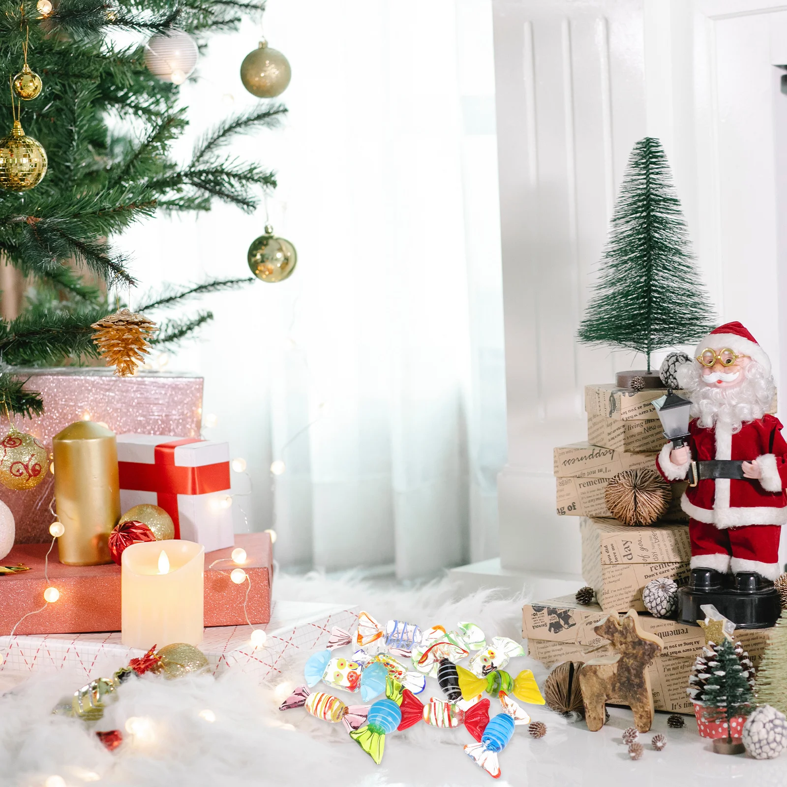 

12 Pcs Handmade Candy Decorations Mini Glass Ornaments Colorful Party Props Themed Collection Value