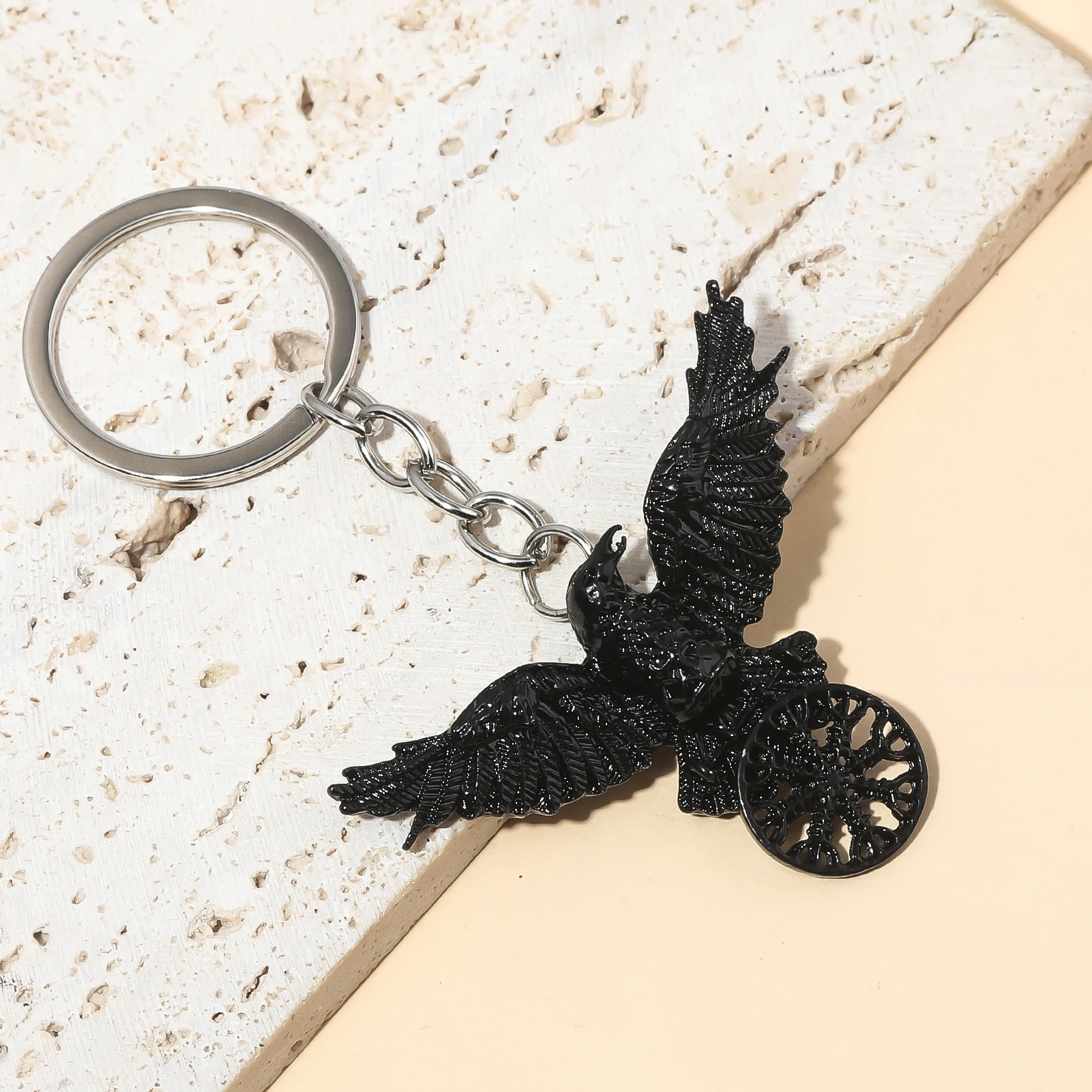 Black Crow Pendant Viking Keychain Eagle Necklace Mystical Symbols Vintage Party Necklace Punk Cosplay Props Accessory Jewelry