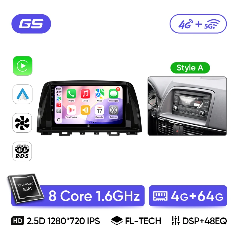 Ainavi autoradio voor Mazda CX5 CX-5 2012 2013 2014 2015 draadloze Carplay Android Auto stereo multimediaspeler WiFi 4G 2 Din