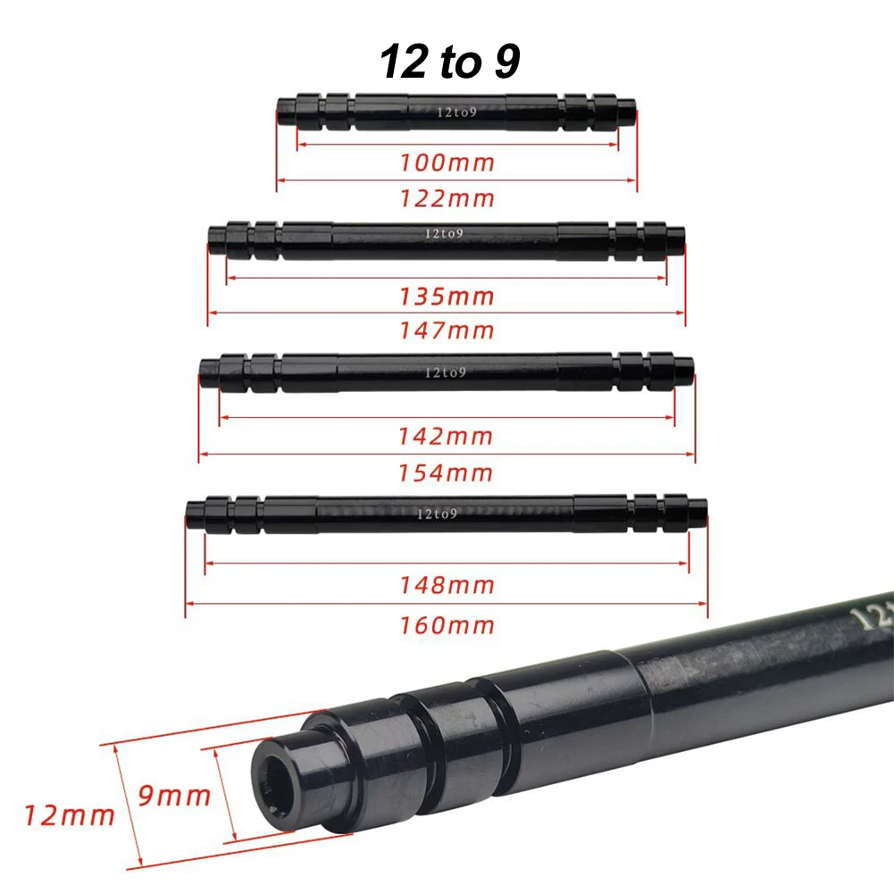 Adapter Rod for Front and Rear Bicycle Hubs Converts from Thru Axles of Size 15/12 mm to Quick Release of Size 9 mm