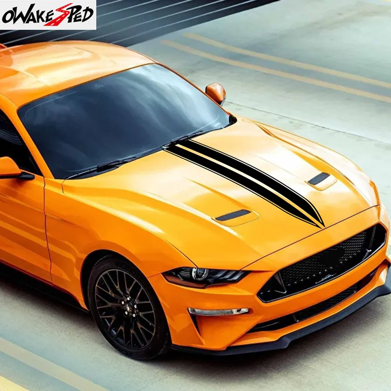 

Для Ford Mustang GT500 GT350 GT CS капот автомобиля крышка двигателя декоративная наклейка гоночные спортивные полосы аксессуары DIY виниловая наклейка пленка