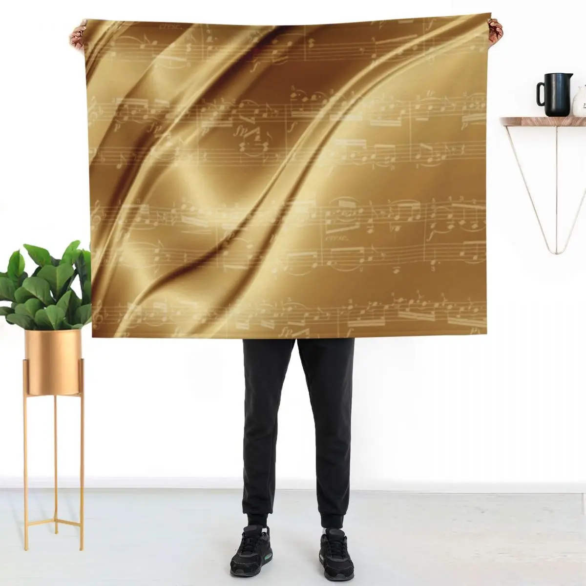 Music Sheet on Liquid Gold Throw Blanket Weighted Beach for babies Furrys Multi-Purpose Decoratives Blankets