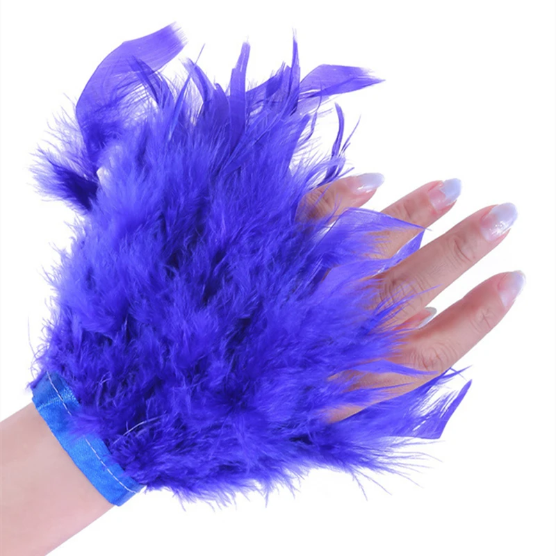 Ostrich Feather Cuff Wrist Sleeve Women Real Fur Ostrich Feather Cuffs Feather Cuff Snap Bracelet Clap On Satin Shirts Elegant