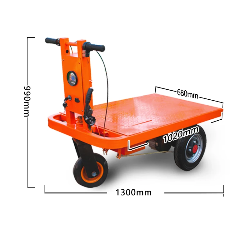 48v 1000W High Load Electric Flat Car Hand Push Flatbed Truck Pulls Goods and Pulls Brick Small Storage Trucks