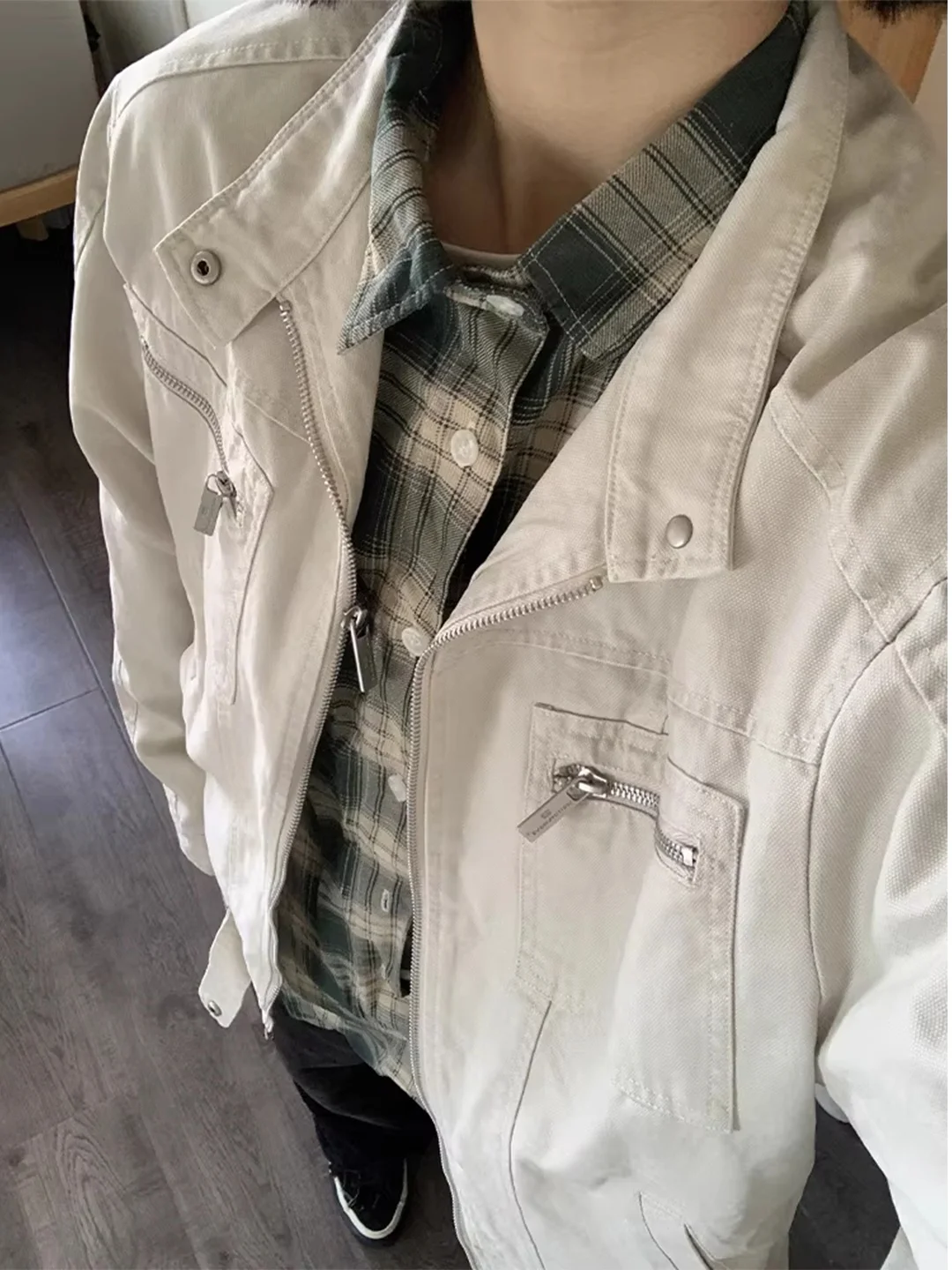 

Американская джинсовая куртка в стиле ретро, весенне-осенняя, с воротником-стойкой, на молнии, в рабочем стиле, свободного кроя, повседневная, модная, брендовая