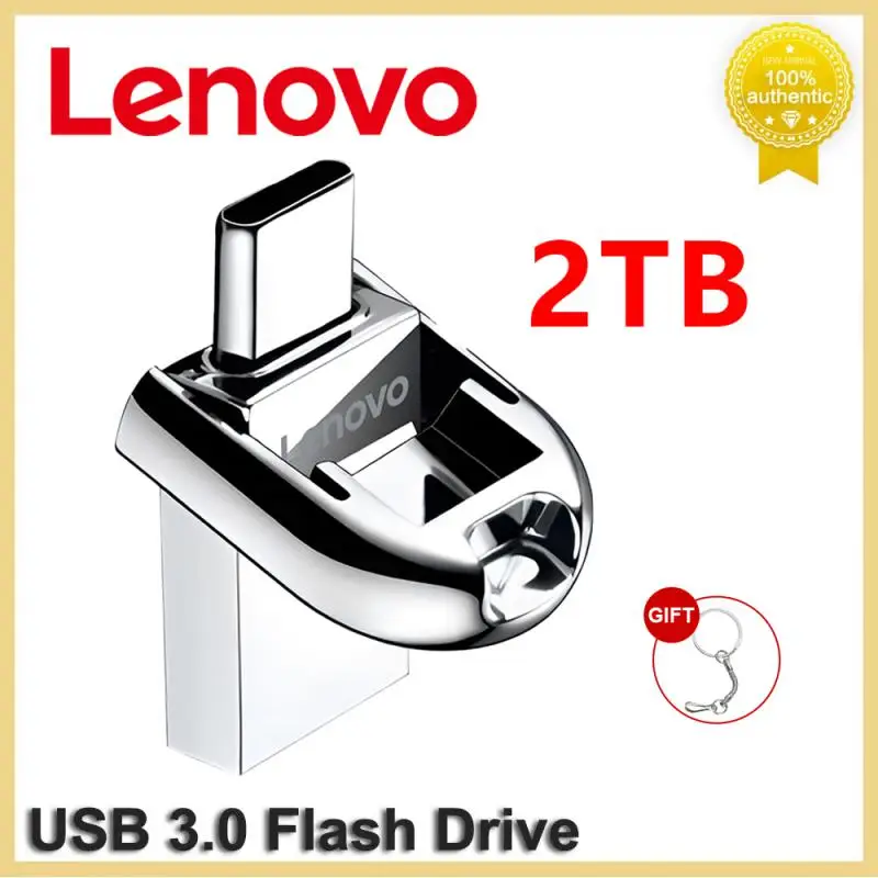 Original Lenovo 2-IN-1 Usb Flash Drive 2 Tb High Speed USB 3.0 Type-c Metal SSD Hard Drive External Flash Disk For Laptop/PC