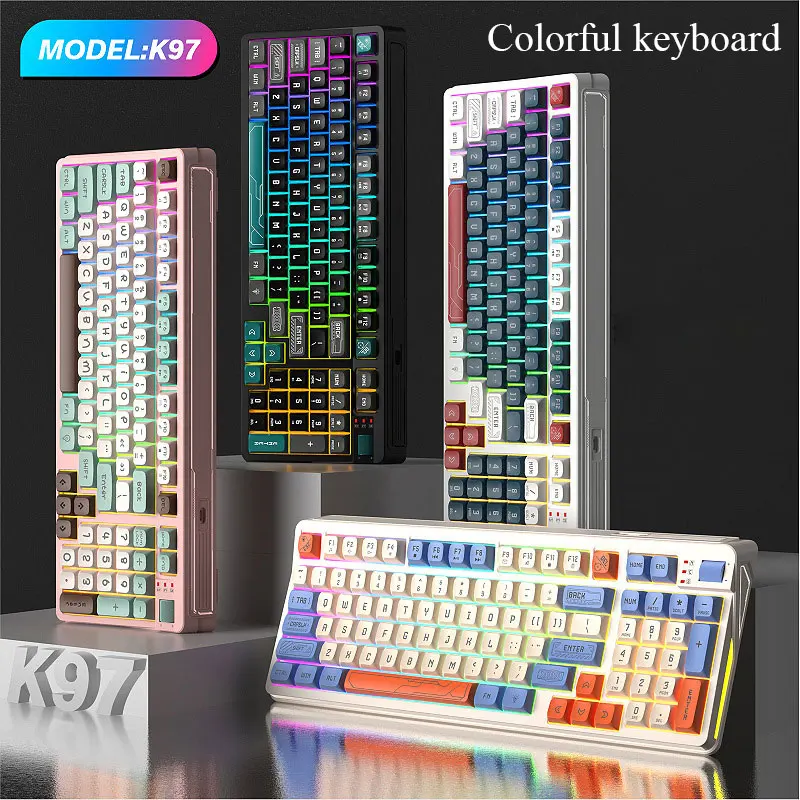 

Игровая проводная клавиатура K97, трехцветная RGB светящаяся механическая сенсорная клавиатура, 97 клавиш, развлекательная периферия для офиса, ноутбука, ПК