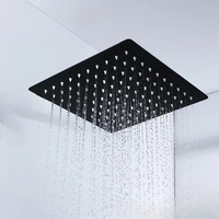 Stainless Steel Black Bathroom Ultrathin 2 Mm Rain Shower Head 8/10/12 Inch Wall & Ceiling Square & Round Rainfall Shower Head