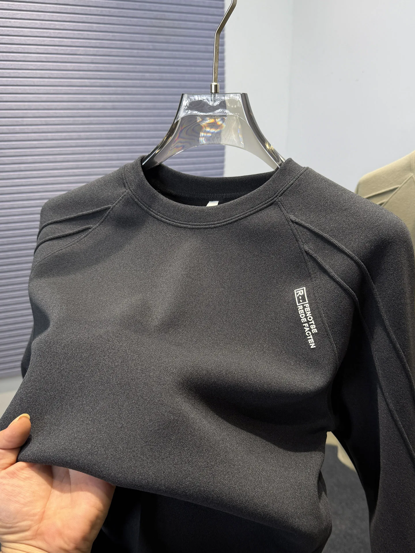 

Olive Fce Lined Hoodie Men's Winter round Ne Color Casual Versatile Overhead Sweatirt Stand Fit Polyester Blend