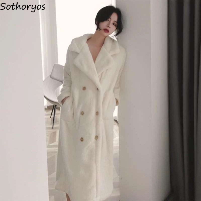 

Winter Robes Women Fashion Button Gentle Korean Style Pure Elegant Ladies Bathing Sleepwear Thicken Cozy Warm Home Clothes New