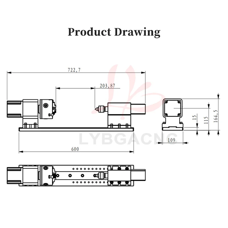 

LY Planetary Reducer 4th Axis 115MM Center Height H90-10-100A Rotary Axis 3-Jaw Chuck Indexing Head 100MM for Engraving Machine