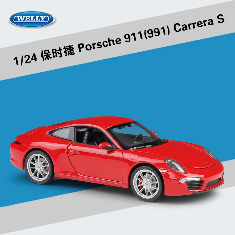 

WELLY 1:24 Porsche 911 CARRERA S (991) Модель автомобиля из литого металла, имитация спортивного автомобиля, коллекционный декоративный подарок для автолюбителей