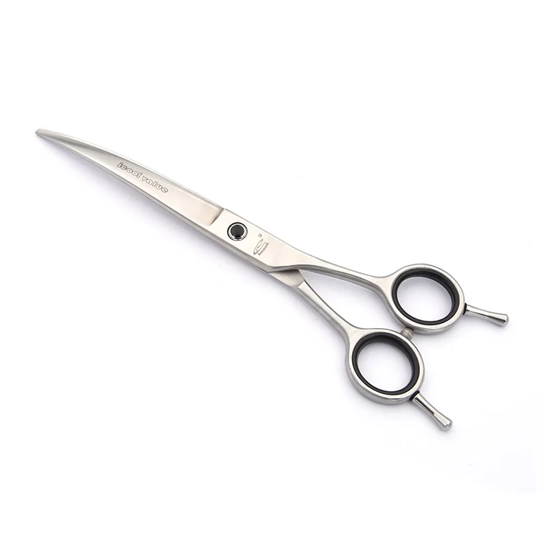 7 Inch Pet Curved Grooming Scissors serrated blade Shears for Dogs Cats Stainless steel