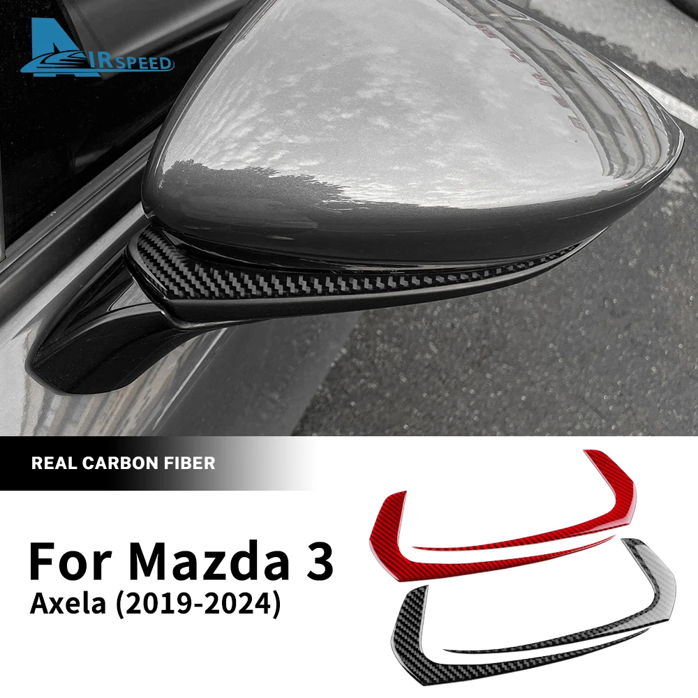 

Real Soft Carbon Fiber Sticker For Mazda 3 Axela 2019 2020 2021 2022 2023 2024 2025 LHD RHD Car Rearview Mirror Strip Decor Trim