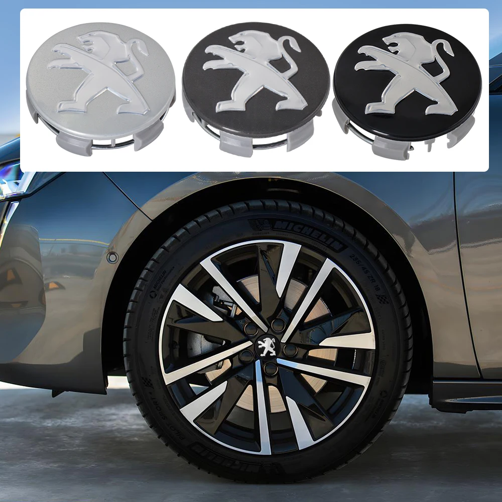 4Pcs 60mm Car Styling Wheel Center Hub Cap Rim Lid Sticker For Peugeot 206 307 308 3008 207 208 SW 407 508 2008 5008 107 106 205