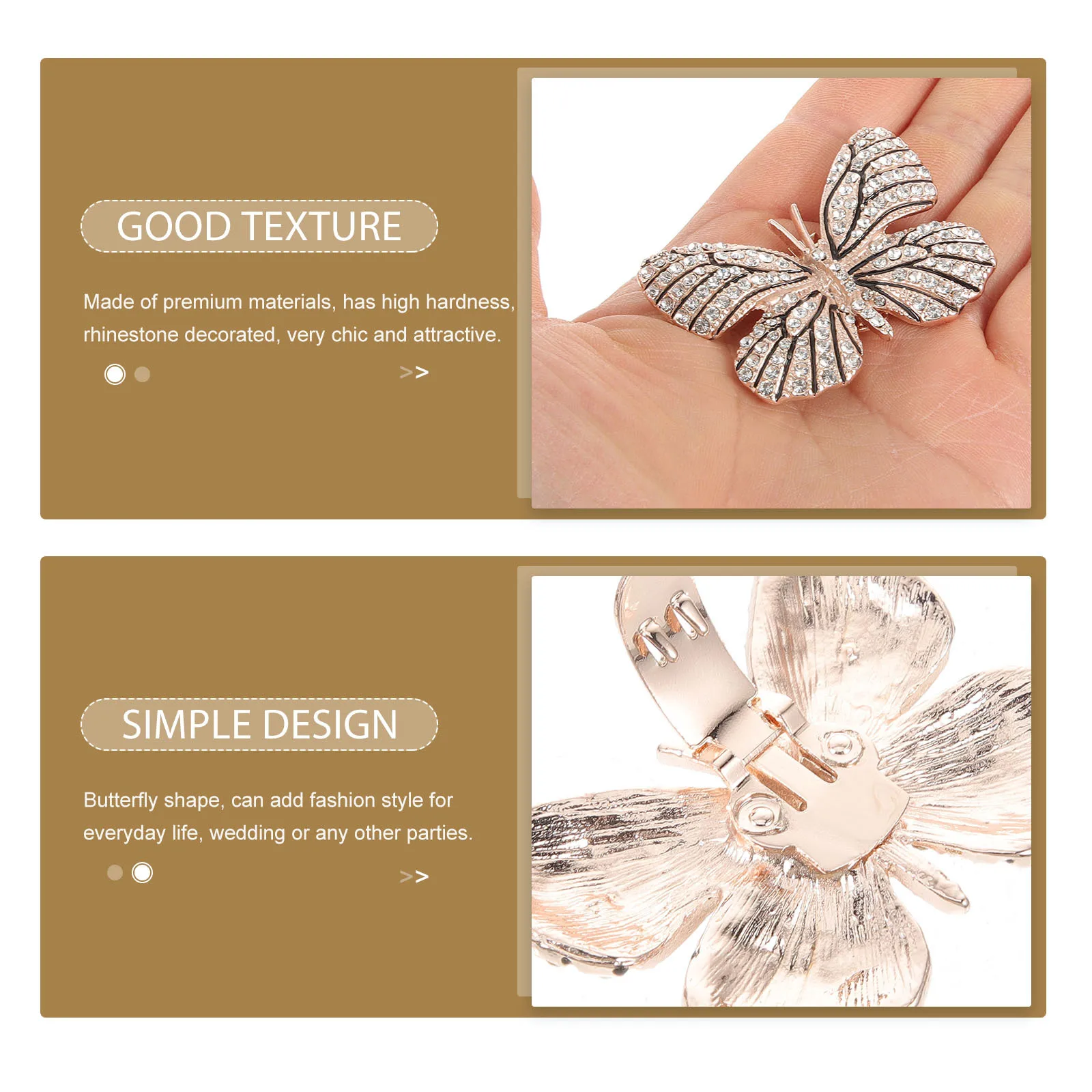 

1Pair Rhinestone Butterfly Shoe Clips Wedding Bridal Decorations Sturdy Practical Elegant Charm Decorative Shoe Clips