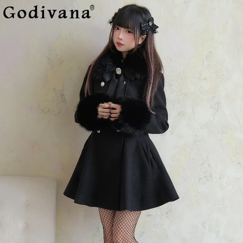 

Sweetheart Cute Girl Doll Feel Japanese Original Lolita Waist Slimming Coat Mass-Produced Type Warm Thickened Plush Jacket