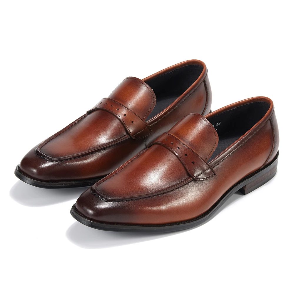 Men Genuine Leather Loafer Shoes, Casual, Outdoor, Office, Wedding, Top Layer Cow Leather