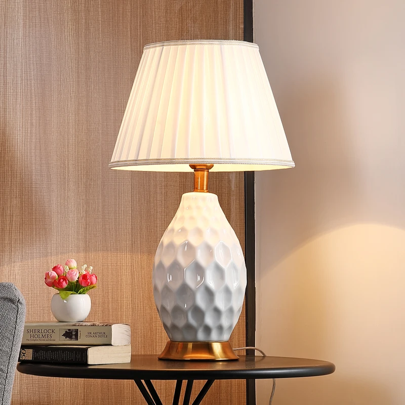 ceramic table lamp home living room study desktop decoration simple Chinese bedroom bedside lamp