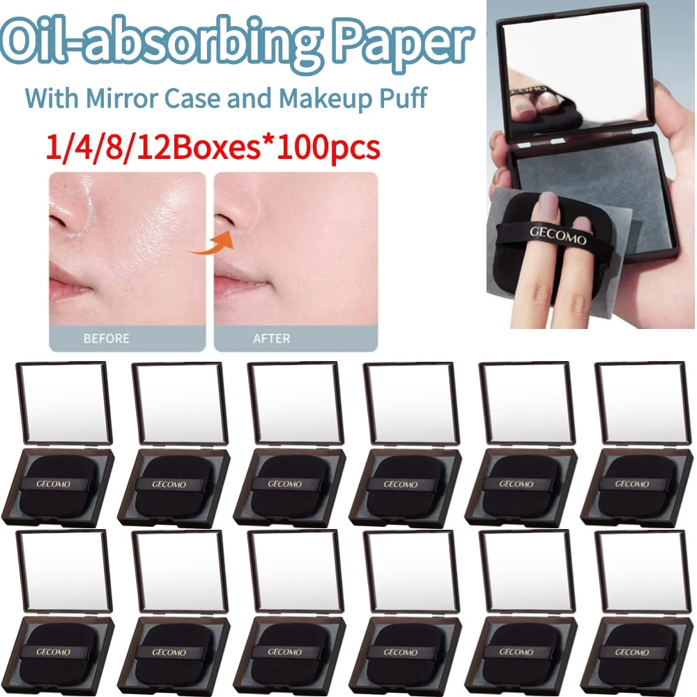 Oil-absorbing Paper With Case Puff Portable Oil-holding Bamboo Charcoal Paper for Makeup Facial Oil Blotting Paper  Oil Control