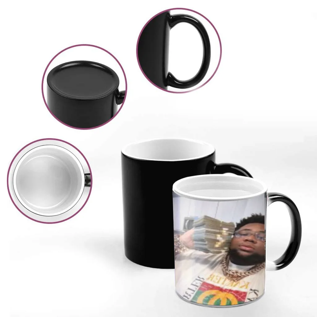 Rod Wave Rapper Magic Hot Cold Heat Temperature Sensitive Color-Changing Coffee Tea Milk Mug Cup