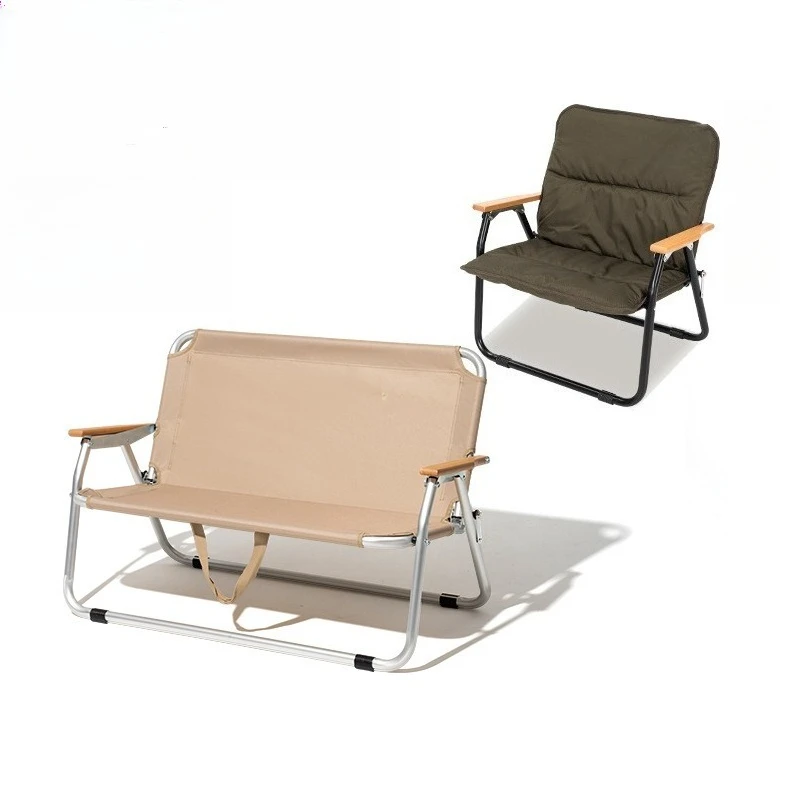 

Outdoor folding chair portable camping single double chair backrest aluminum alloy Kermit chair NX21665023