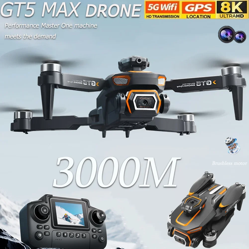 طائرة بدون طيار صغيرة GT5 بدون فرش 8K مع كاميرات مزدوجة عالية الدقة لتجنب العوائق والتحكم في تشكل نظام تحديد المواقع التدفق البصري أجهزة الاستقبال عن بعد لعبة عيد الميلاد