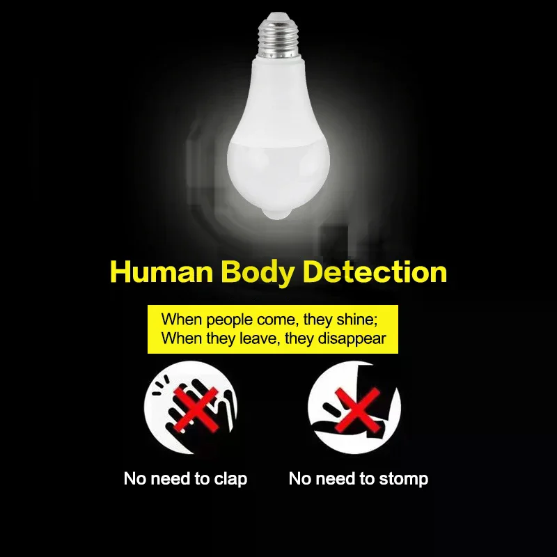 

PIR Motion Sensor LED Light Bulb 18W E27 Smart Bulb Motion Activated ON/OFF Home Lights Lamp For Home Stair