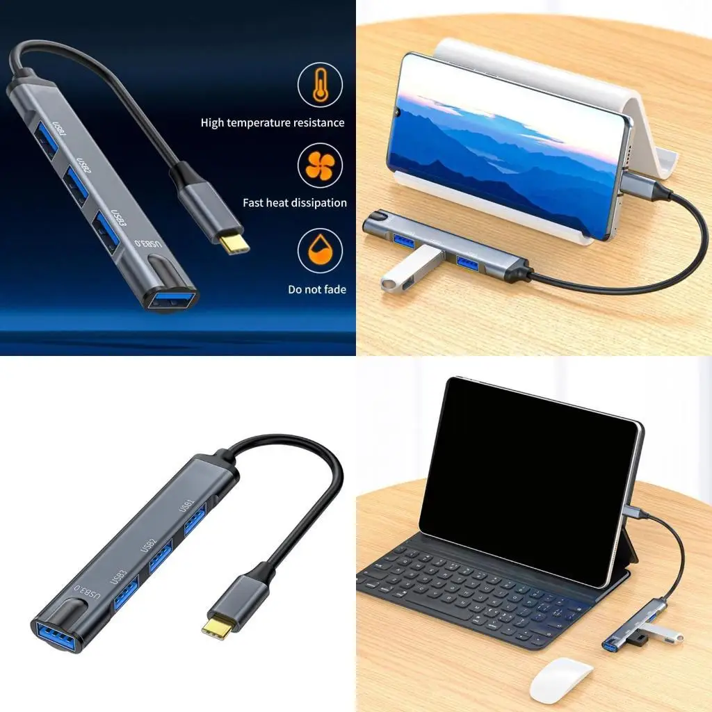 

652F 4 Port Typec USB 2.0 Адаптер для подключения нескольких устройств, быстрого скорости передачи данных легкая