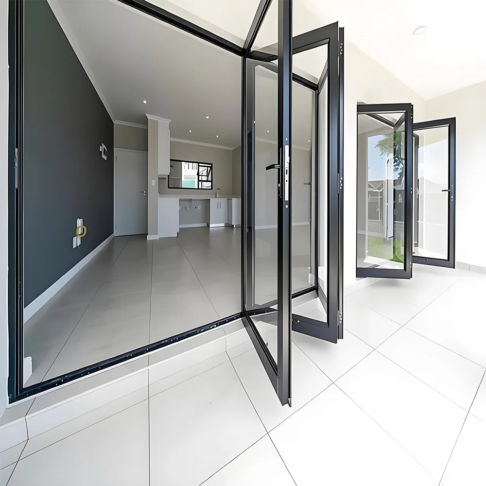 

Folding Bi Fold Door Sliding Accordion Door Thermal Break Aluminum Profile Alloy Frame Double-glazed Home Decor Customize