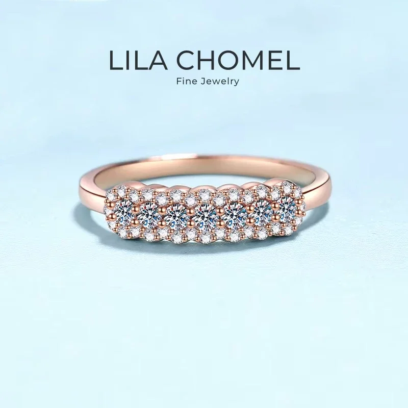 

Women Wedding Band 18K Rose Gold Valentine's Day Rings Moissanite Diamond 0.37CT Engagement Girlfriend Birthday Gift Anniversary