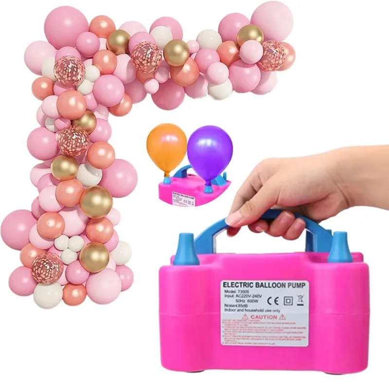 

High Power Electric Balloon Pump Multi-purpose Balloons Filling Dual Nozzle for Double Hole Air Compressor Birthday Wedding Tool
