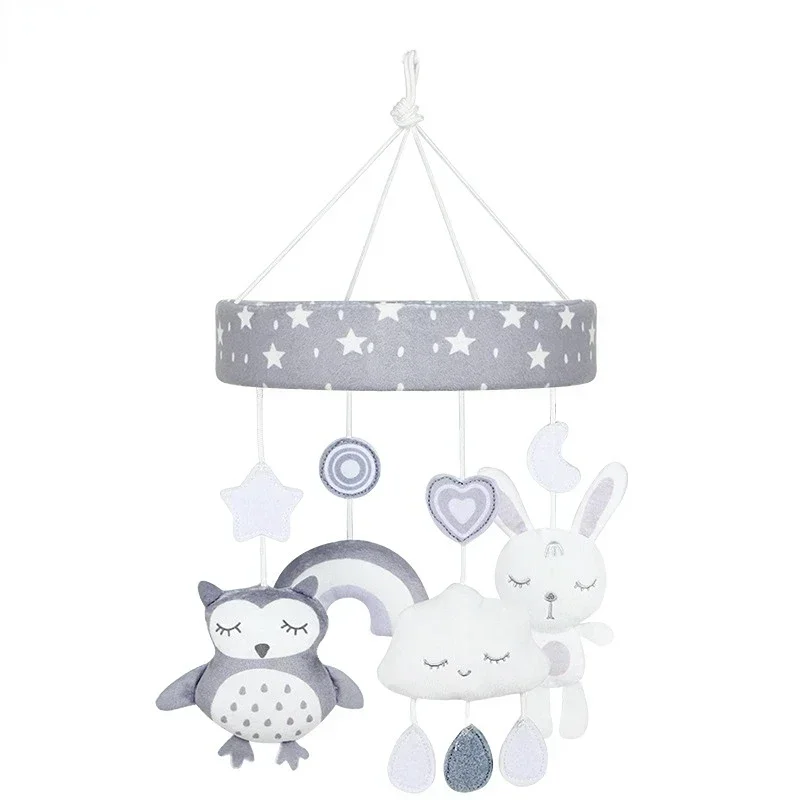 Novo sino de cama de bebê estilo nórdico dos desenhos animados animal móvel chocalhos brinquedo 0-12 meses carrossel berço titular acessórios para presentes recém-nascidos
