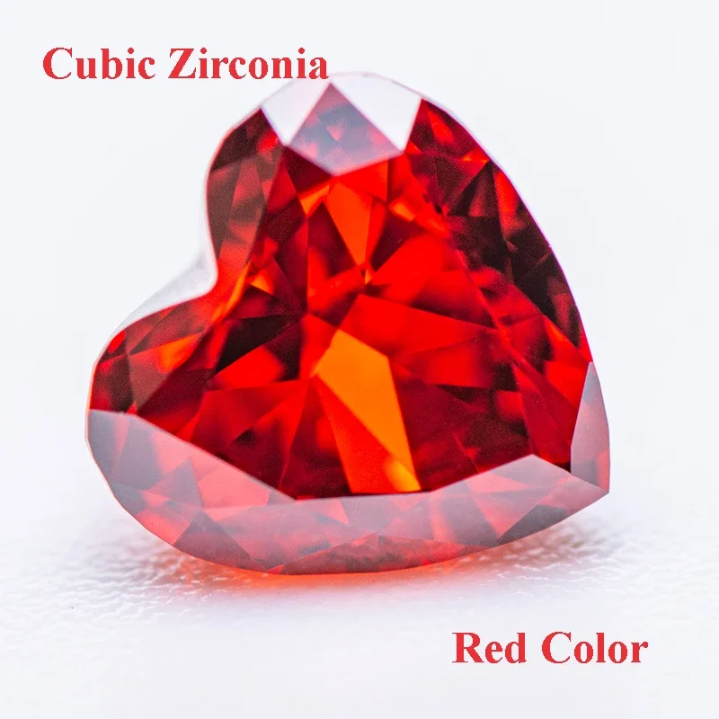 

Cubic Zirconia Crushed Ice Cut Red Color Heart Shape Charms Beads for Diy Jewelry Making Pendant Rings Materials No Certificate