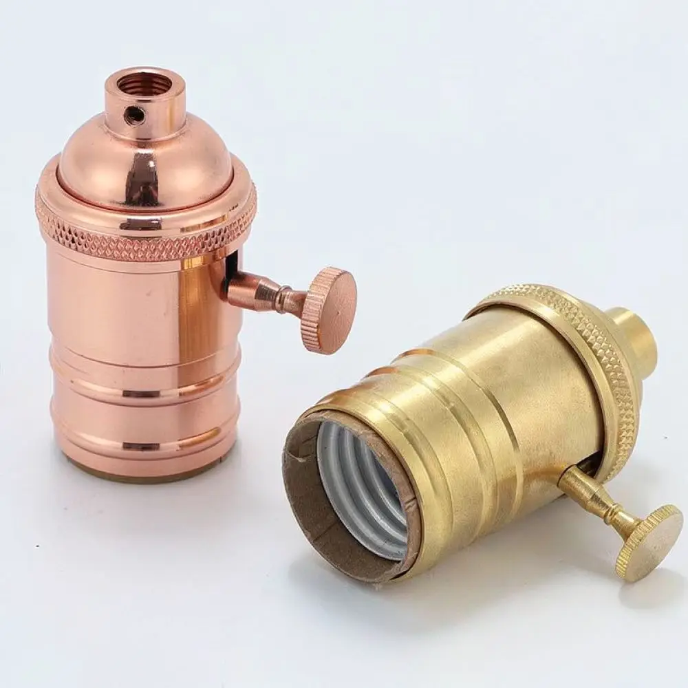 Industrial Retro Aluminum Lamp Base E26 E27 With Rotary Switch Light Socket For Antique Decor Lighting Assembly
