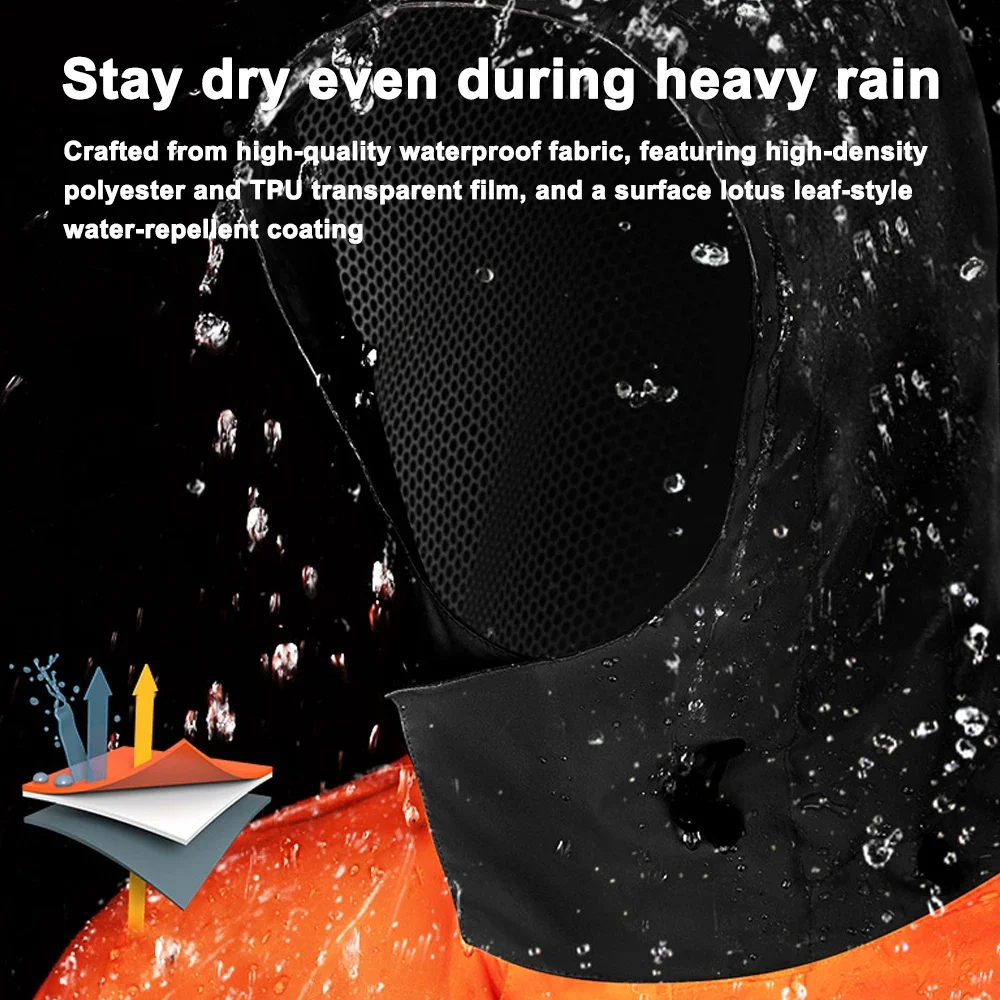 Motorcycle Rain Gear Suit Lightweight Riding Raincoat Set Waterproof Breathable Jacket & Pants with Shoe Cover for Men Women