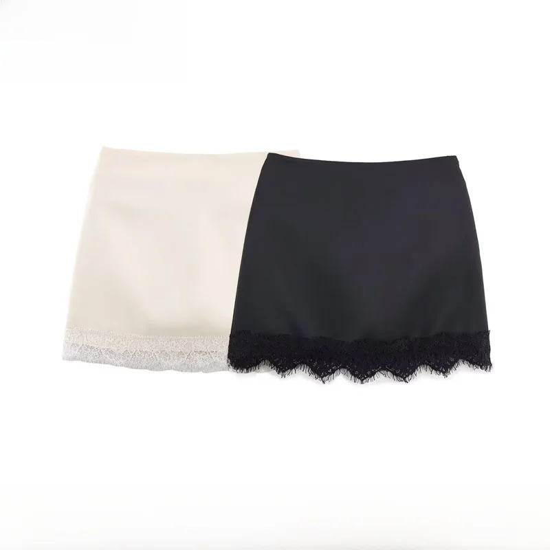 Faionable Street Sle Damesrokbroek met kanten zoom All-Match Herfst Winter Nieuwe collectie Stand Fit A-lijn rok