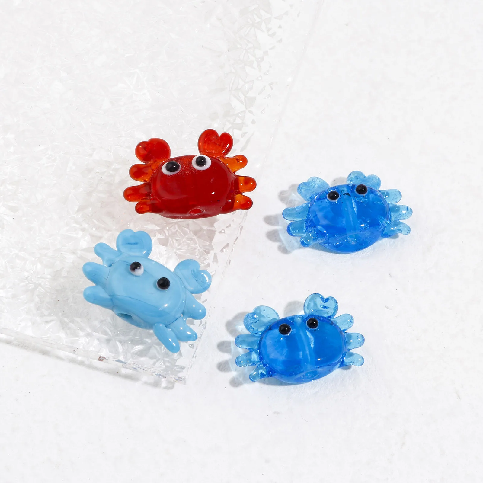 2PCs 3D Lampwork Glass Ocean Jewelry Beads Crab Animal Spacer Beads For DIY Bracelets Neckalce Jewelry Making About 24mm X 17mm